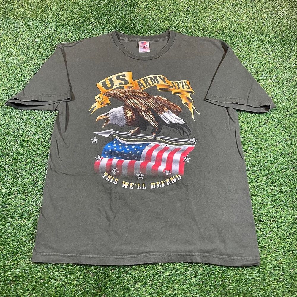 Bayside green U.S. Army Eagle Graphic Tee with eagle American flag men's large